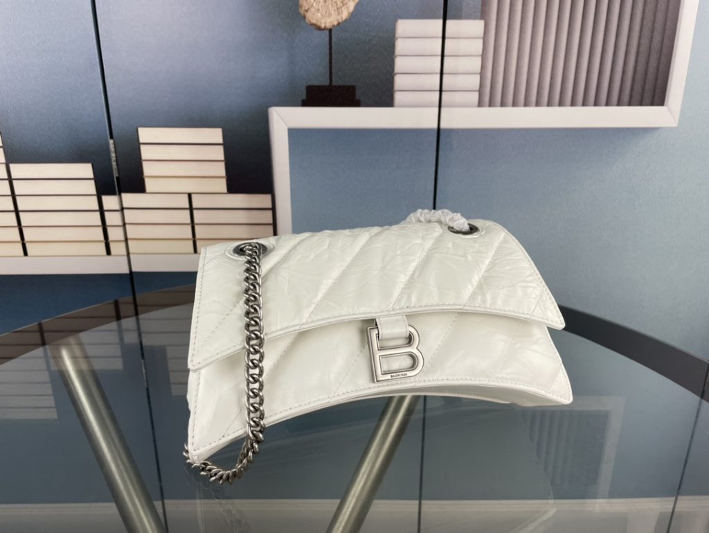 Balenciaga Crush Medium Chain Bag Quilted in Optic White - A Fashion Statement for the Modern Woman
