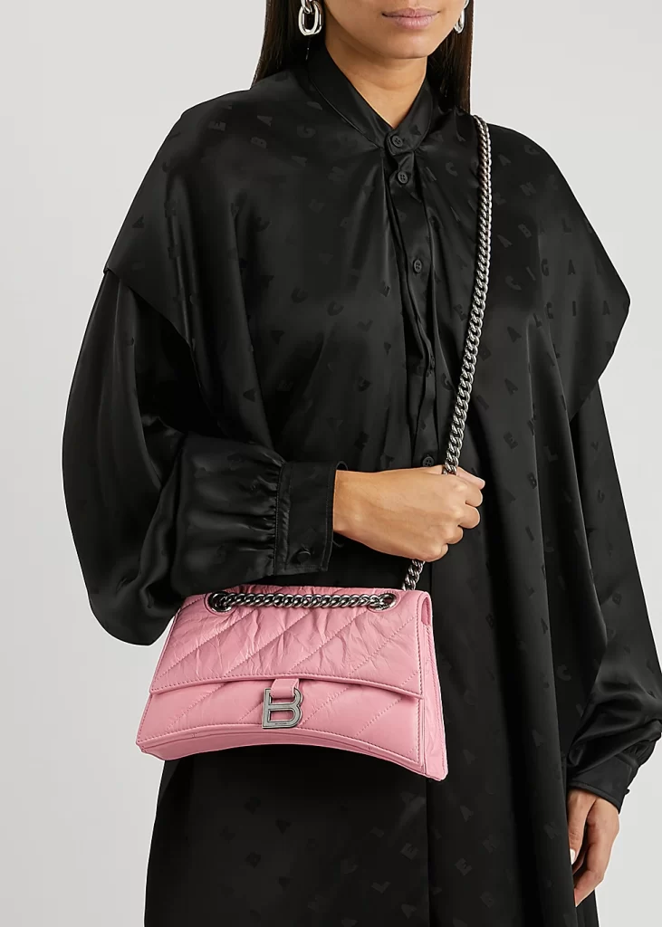 Embrace Elegance and Innovation: A Detailed Exploration of the Balenciaga Crush Medium Chain Bag, Quilted in Pink